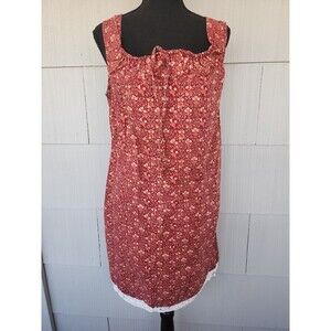 Vintage Red Floral Cottagecore Dress with Lace Trim Women's Size Small SEE PICS